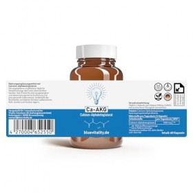 BlueVitality | Ca-AKG | Alpha-cétoglutarate de calcium | 1000 mg de Ca-AKG par dose journalière | 60 capsules | Testé et cert