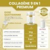 COLLAGÈNE HYDROLYSÉ COMPLEX 9 EN 1 | Élastine marine + Acide hyaluronique + Coenzyme Q10 + Glucosamine + Biotine + Vitamines 