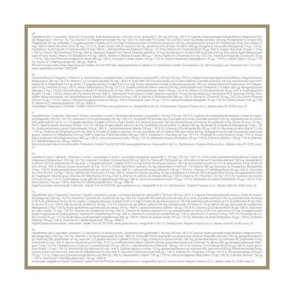 Golden Tree Immuno365 Multivitamines et Minéraux – Complexe Multivitaminé avec Vitamines C, D3, E, A, Complexe de Vitamines B