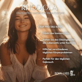 BOOS LABS La Rhodiola Rosea la plus puissante | 500 mg | 120 gélules végétaliennes | 1 gélule par jour | Gélules de Rhodiola 