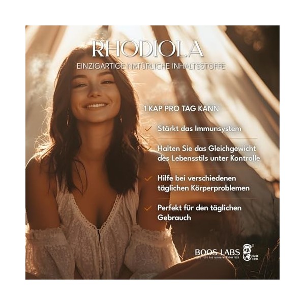 BOOS LABS La Rhodiola Rosea la plus puissante | 500 mg | 120 gélules végétaliennes | 1 gélule par jour | Gélules de Rhodiola 