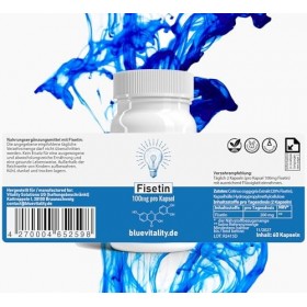 BlueVitality | Fisétine | 200 mg de fisétine par dose quotidienne | 60 capsules | Testé et certifié par un laboratoire indépe