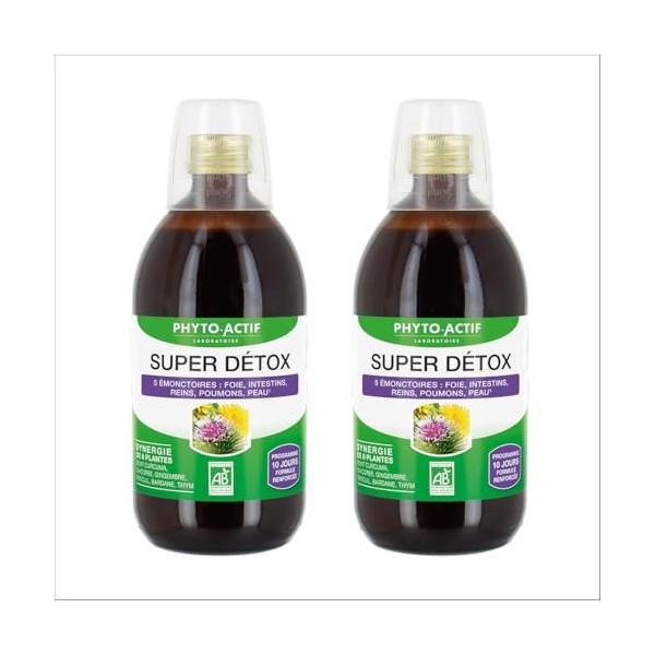 PHYTO-ACTIF | Cocktail Super Détox | Complément alimentaire Détox | Soutient les 5 émonctoires: Foi, Inestins, Reins, Poumons