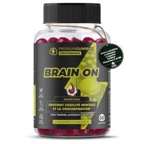 Gommes énergisantes avec caféine, L-théanine, L-taurine, L-carnitine, vitamine C et B6 - Goût cola - Énergie et concentration