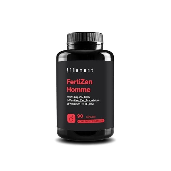 FertiZen Men - Formule pour la Fertilité Masculine et la Reproduction - avec Ubiquinol, DHA, L-Carnitine, Zinc et Vitamines B