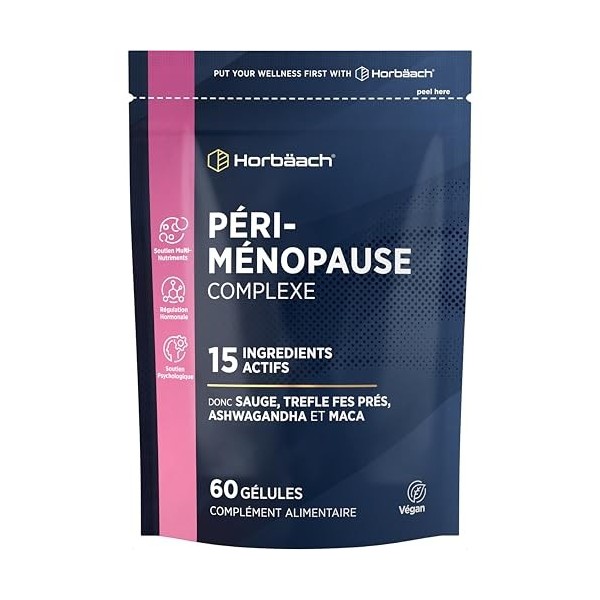 Périménopause Complément Alimentaire | 60 Capsule Vegan | Avec Magnésium, Ashwagandha, Extrait de Sauge, Maca et Vitamine C B