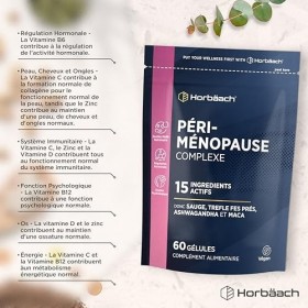 Périménopause Complément Alimentaire | 60 Capsule Vegan | Avec Magnésium, Ashwagandha, Extrait de Sauge, Maca et Vitamine C B