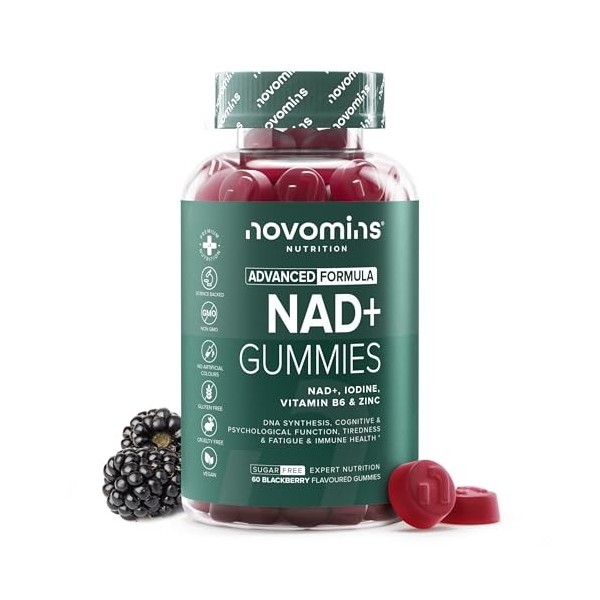 Gommes NAD+ - Nicotinamide, Iode, Vitamine B6 & Zinc - Complément NAD+ Contribuant À La Synthèse De L’ADN, À La Fonction Cogn