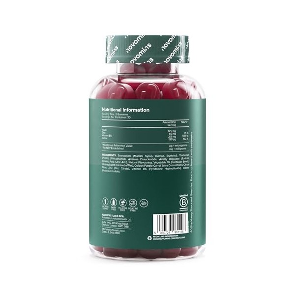 Gommes NAD+ - Nicotinamide, Iode, Vitamine B6 & Zinc - Complément NAD+ Contribuant À La Synthèse De L’ADN, À La Fonction Cogn