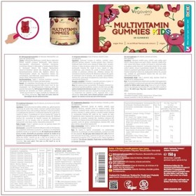 Gummies Enfant Multivitamines | Sans Sucre | 17 Nutriments : Vitamines C, D, B, Zinc, Sélénium, Iode… | Immunité + Fatigue | 