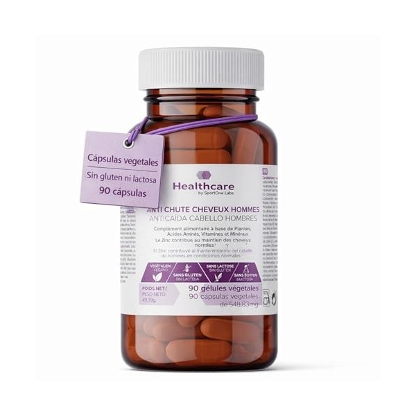 Formule Cheveux Homme | Avec Biotine, Zinc, Pygeum Africanum | Acides Aminés Soufrés, Vitamines et Minéraux Essentiels | 90 G