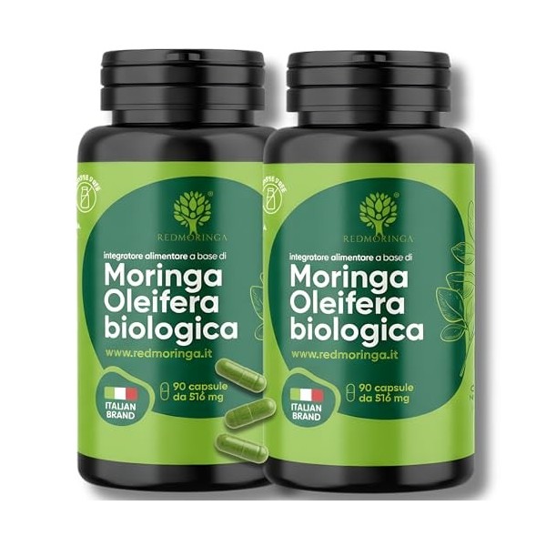RedMoringa Complément Moringa Oleifera biologique - 100 % naturel | Moringa en capsules végétales | pour Digestion et ventre 