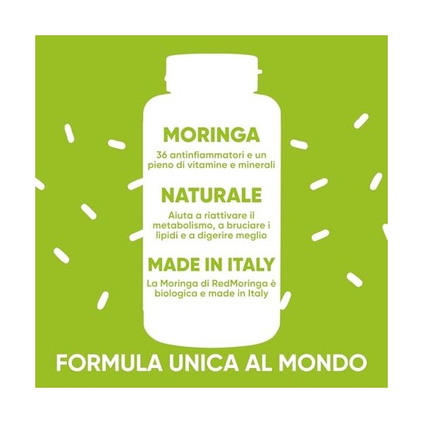 RedMoringa Complément Moringa Oleifera biologique - 100 % naturel | Moringa en capsules végétales | pour Digestion et ventre 