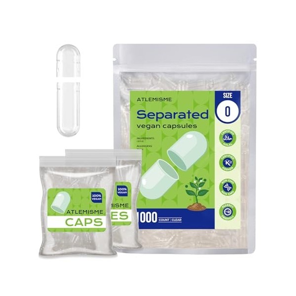 ATLEMISME Lot de 1000 capsules vides végétaliennes séparées