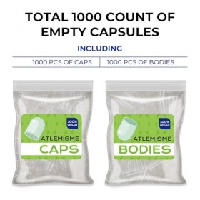 ATLEMISME Lot de 1000 capsules vides végétaliennes séparées