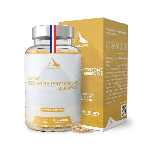 ALPS NATURE Berbérine Liposomale Berbevis® 600 mg - Régulation du Sucre 10x Plus Efficace - Complément Berbérine Haute Absorp