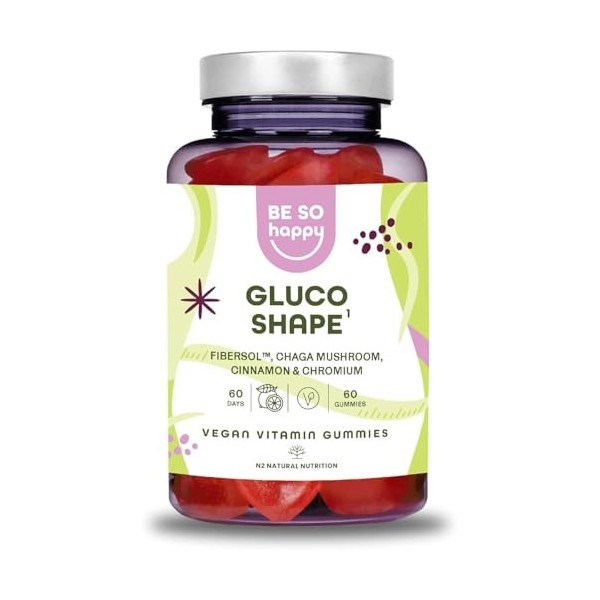 Gluco Shape, 60 Gummies Coupe Faim. Avec Canelle de Ceylan, Chaga, Chrome et Fibersol, pour 60 Jours. Favorise la Digestion. 