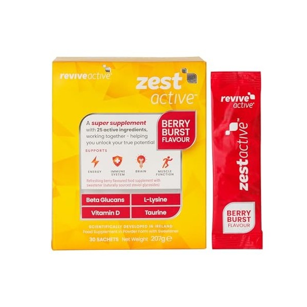 Zest Active Super Supplement by Revive Active - Advanced 25 Ingredients in One Daily Sachet - Everyday Boost Supports Energy,