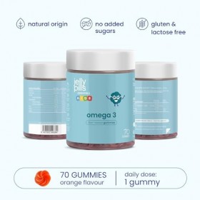 Jelly Pills Gummies Fer Enfants Omega 3 avec DHA de Micro-Algues – 70 Gummies – Sans Sucres Ajoutés – Goût Orange – Soutien d