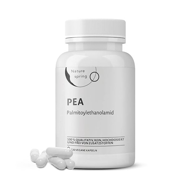 PEA Capsules 500 mg – Palmitoyléthanolamide Hautement Dosée – 1 000 mg par Dose Journalière – Substance Pure à Ingrédient Uni