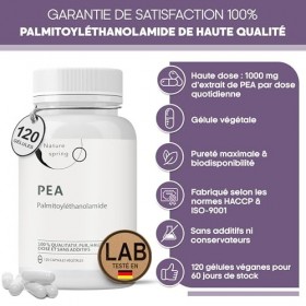 PEA Capsules 500 mg – Palmitoyléthanolamide Hautement Dosée – 1 000 mg par Dose Journalière – Substance Pure à Ingrédient Uni