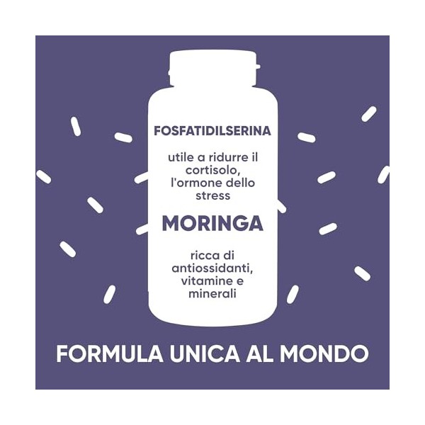 Phosphatidylsérine 450 mg + Moringa | Réduit le Cortisol, Stress & Fatigue | Mémoire, Concentration & Métabolisme | 180 Gélul...