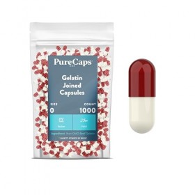 PurecapsUSA - 1000 gélules vides à remplir - Rouge écarlate / Blanc - Taille 0