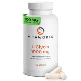 L-glycine - Glycine hautement dosée 1000 mg par jour 120 gélules végétaliennes - Approvisionnement pour 4 mois - Dosage opt