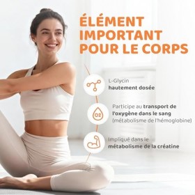 L-glycine - Glycine hautement dosée 1000 mg par jour 120 gélules végétaliennes - Approvisionnement pour 4 mois - Dosage opt