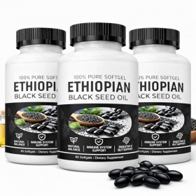 PURELYNUTRIENT Capsules d’Huile de Nigelle d’Éthiopie, 4,64% de Thymoquinone, Formule à l’Huile de Nigella Sativa, Sans OGM, ...