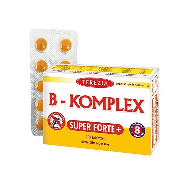 TEREZIA Complexe B Super Forte + | Multivitamines pour une peau saine | 100 % naturelle | 100 comprimés