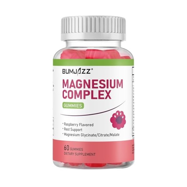 Gommes de complexe de magnésium 800 mg - 60 unités. Gommes de magnésium glycinate, citrate et malate pour le repos et la fo