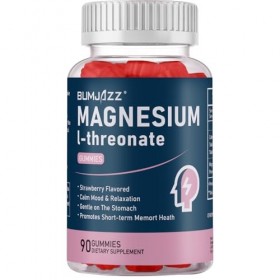 Compléments Alimentaires Cérébraux au L-Thréonate de Magnésium 90 Gommes - 2000 mg - Mémoire, Énergie, Muscles, Calme & Conce