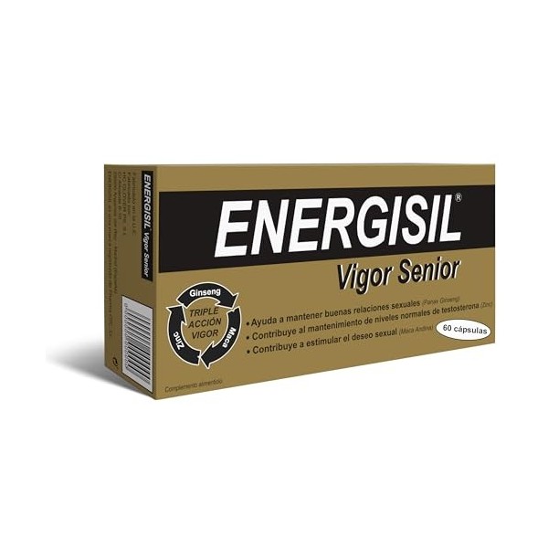 Energisil Vigor Senior 60 capsules – Aide à maintenir de bonnes relations sexuelles et à stimuler le désir sexuel – avec gins