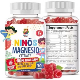 SUNNY SAM Gomitas de magnésium pour enfants et adultes 100 mg Calm Magnesium Chews Sup à mâcher avec citrate de magnésium