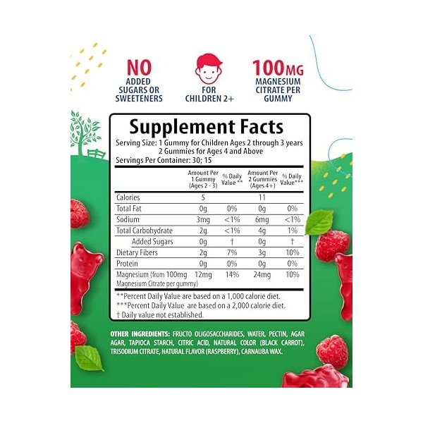 SUNNY SAM Gomitas de magnésium pour enfants et adultes 100 mg Calm Magnesium Chews Sup à mâcher avec citrate de magnésium