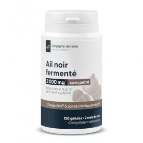 Ail noir concentré 2000 mg – Extrait titré à 0,25% de S-Allyl-Cystéine SAC – 120 gélules végétales HPMC – 2 mois de cure 