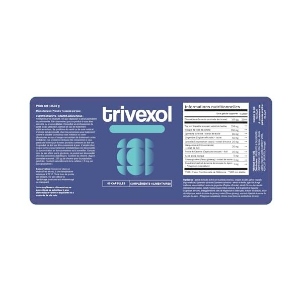 Trivexol complément alimentaire pour adultes – 60 gélules – avec chrome. 1 Multi-vitamines et minéraux