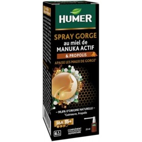 Humer - Spray gorge Manuka 15+ - Apaise la gorge - A base de Miel de Manuka 15+, de Propolis et de Guimauve - 4 pulvérisation