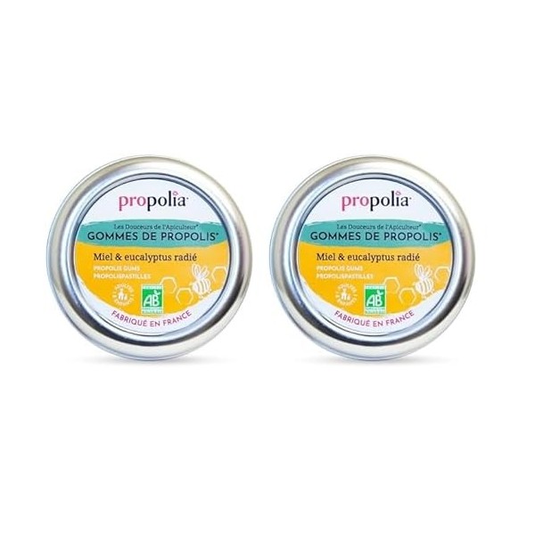 PROPOLIA - Bio - Gommes de Propolis, Miel & Eucalyptus - Apaise la gorge, dégage le nez et rafraîchit l’haleine - Complément ...