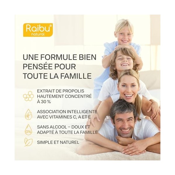 Propolis Pure Liquide avec Vitamines C, A, E, 50 ml - Soutien Immunité & Gorge - Extrait de Propolis Concentré 30 % Sans Alco