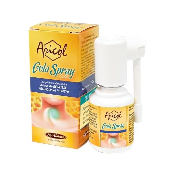 Spray Gorge | Propolis, Réglisse, Menthe et Anis | Soulage et Protège | Sans Alcool | Format Nomade 25 ml | Api-Nature