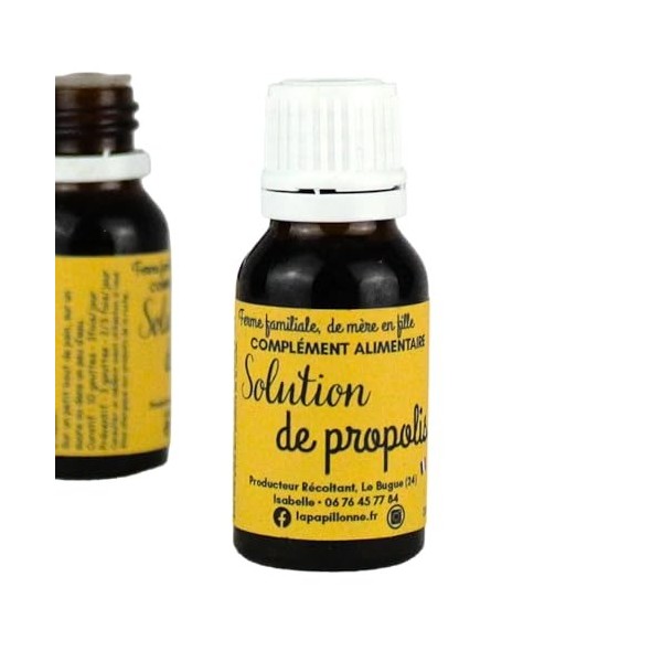 Solution de propolis, 15ml, teinture mère, issue de notre production en Dordogne 