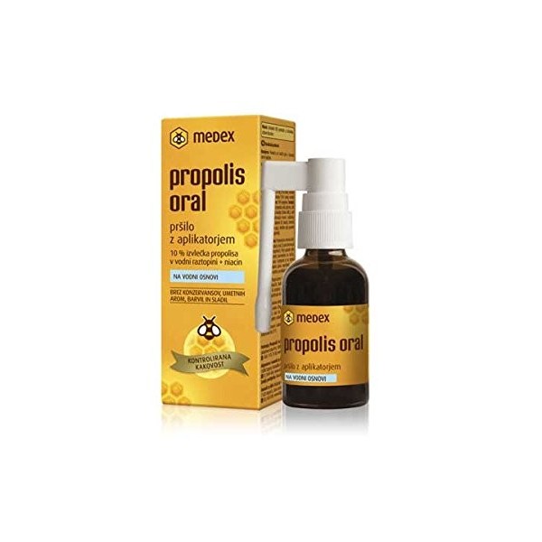 Medex Propolis Oral en Solution Eau Spray avec Applicateur 30 ml Miel et Produits Abeilles 