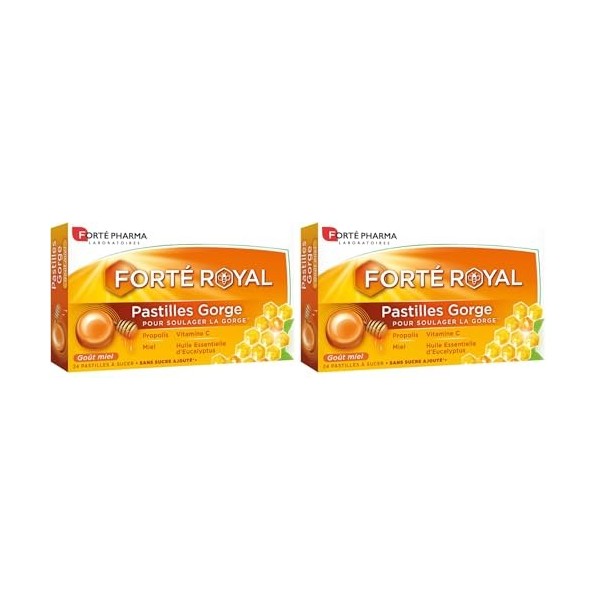 Forté Pharma - Pastilles Gorge Forté Royal - Irritation gorge - Propolis, Huile essentielle Eucalyptus, Miel, Vitamine C - Sa