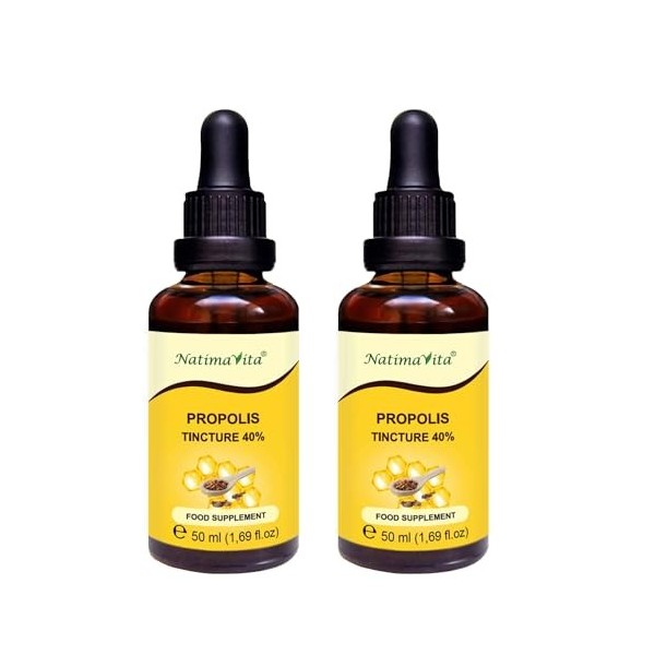 Teinture mère de Propolis 40% – 50 ml – Pure à forte dose de propolis gouttes – 100% naturel - Extrait de propolis - NatimaVi...