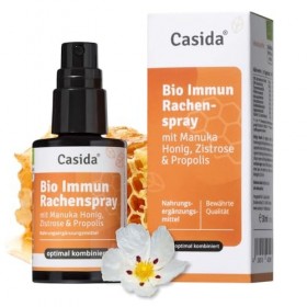 Casida Bio Immun Spray pour la gorge à la propolis avec miel de Manuka, ciste et vitamine C, spray avec véritable miel de man