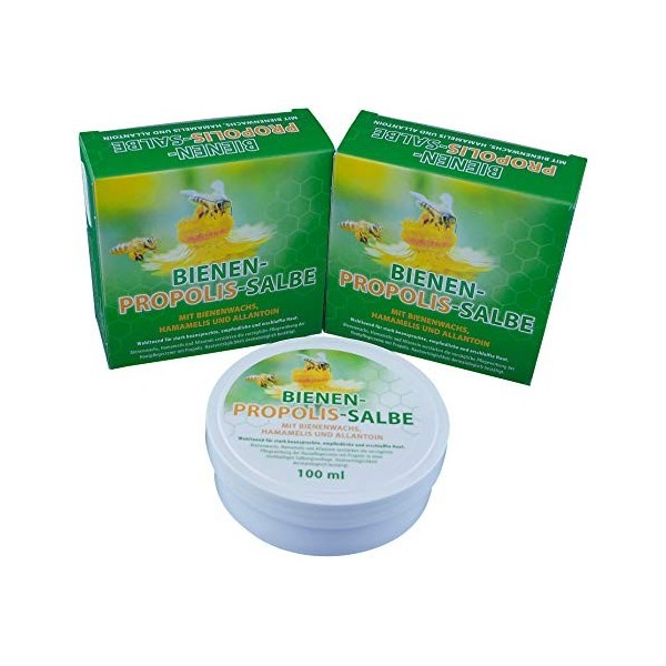 Lot de 3 pommades à la propolis pour abeilles, à la propolis, à la cire dabeille, à lhamamélis et à lallantoïne, 100 ml