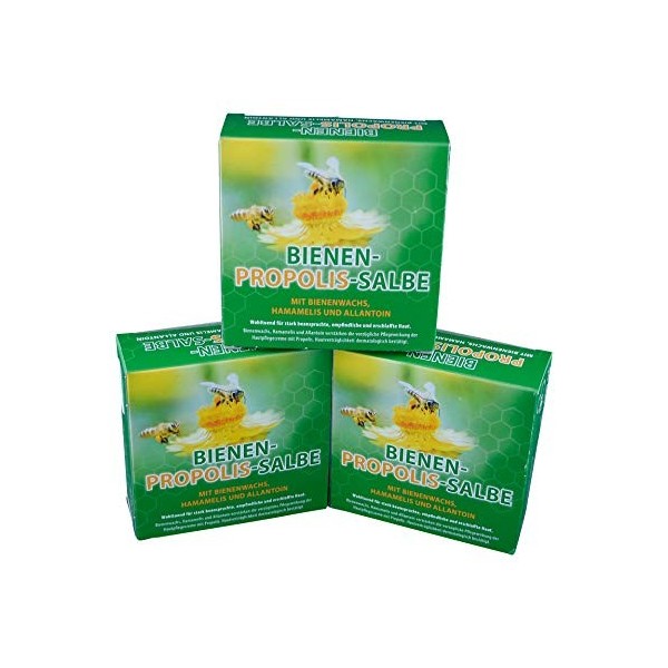 Lot de 3 pommades à la propolis pour abeilles, à la propolis, à la cire dabeille, à lhamamélis et à lallantoïne, 100 ml