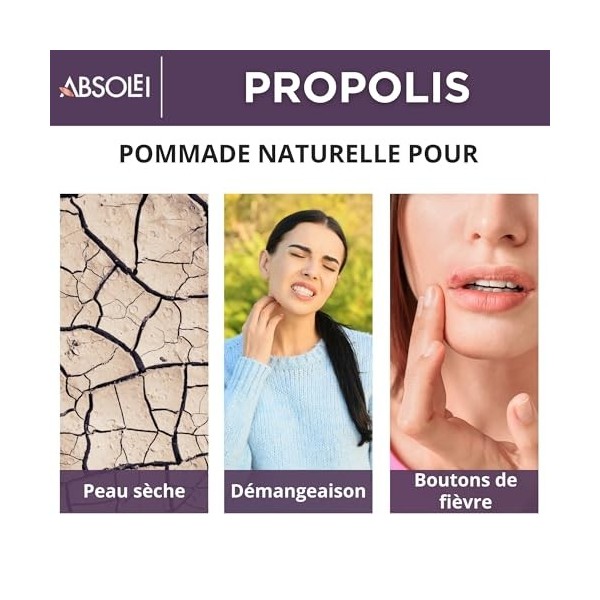Absolei Pommade Propolis, Pommade Naturelle à 30% Propolis pour les Démangeaisons, la Peau Sèche et Craquelée, 40 ml